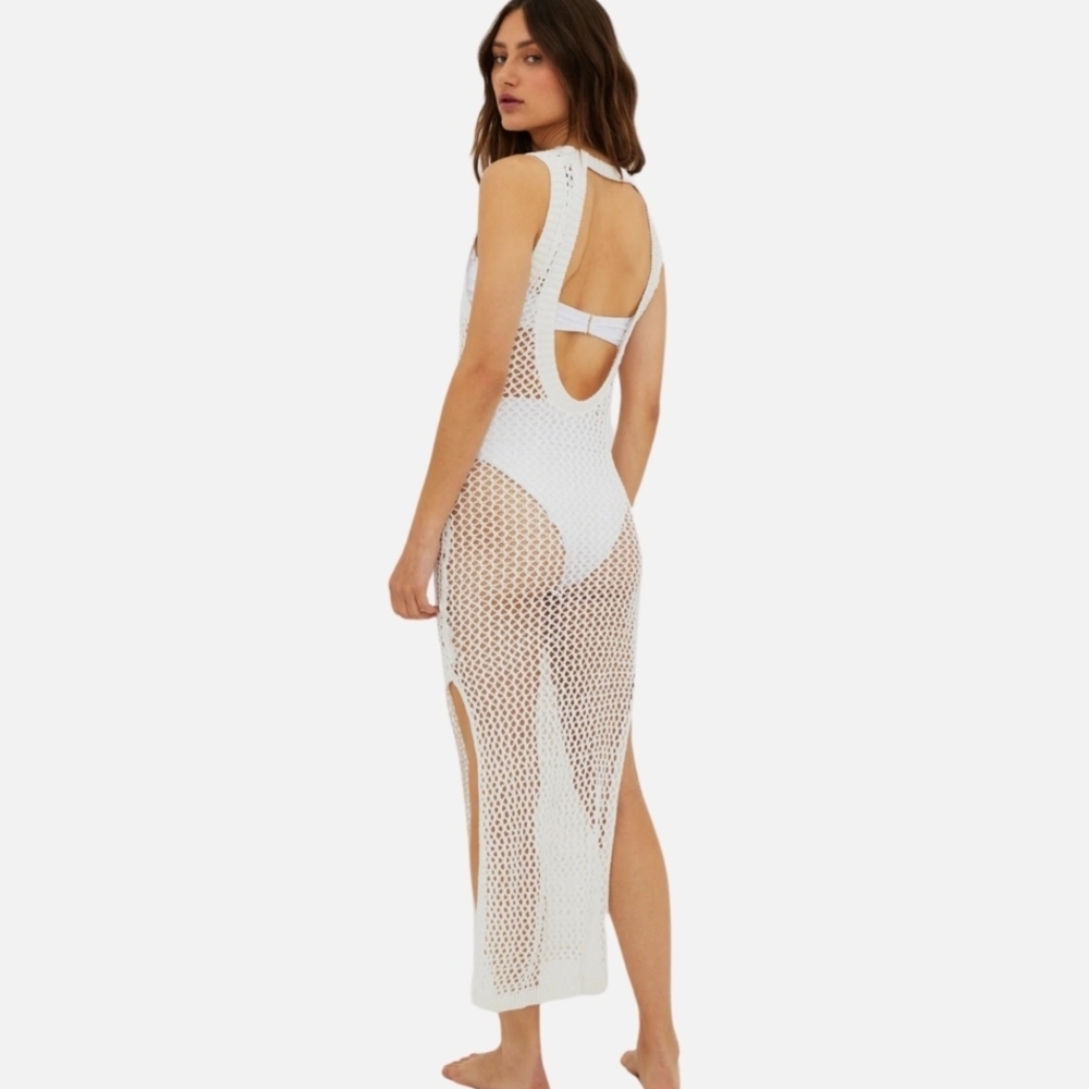 Beach Riot White Mesh Swim Cover-Up